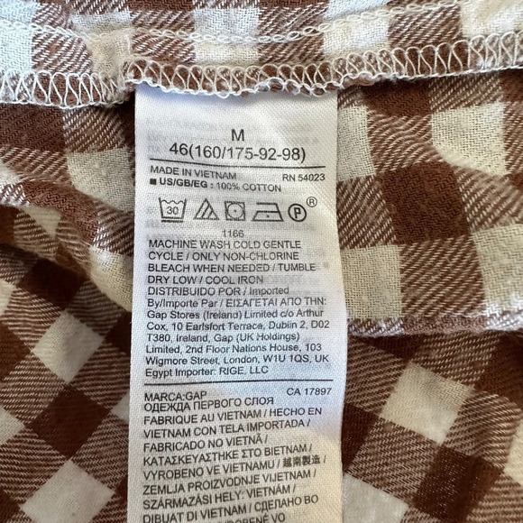 Gap Woman's Brown/White Check Flannel Size M Long Sleeve Double Button - Picture 9 of 10